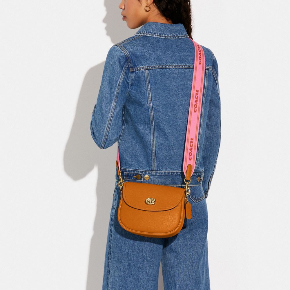 COACH®,Willow Saddle Bag,Leather,Saddle Bag,Stripe,Metal,Casual,,Detail View