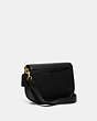 COACH®,WILLOW SADDLE BAG,Polished Pebble Leather,Small,Brass/Black,Angle View