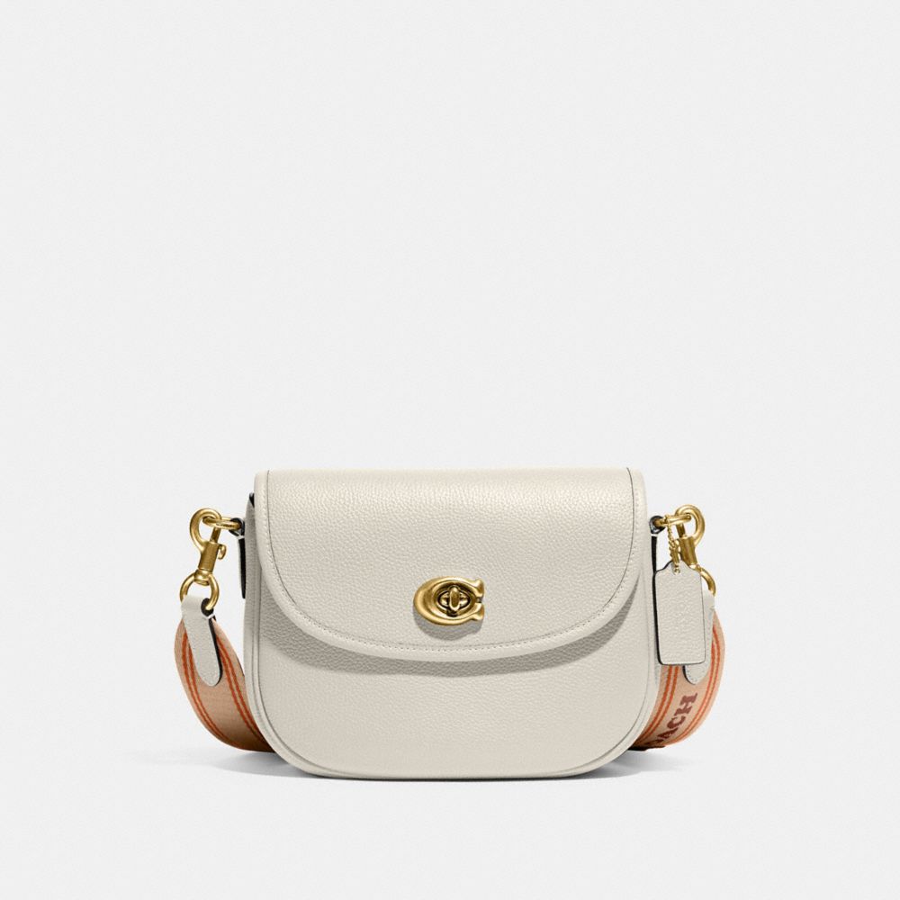 COACH®,WILLOW SADDLE BAG,Small,Brass/Chalk,Front View