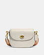 COACH®,WILLOW SADDLE BAG,Polished Pebble Leather,Small,Brass/Chalk,Front View