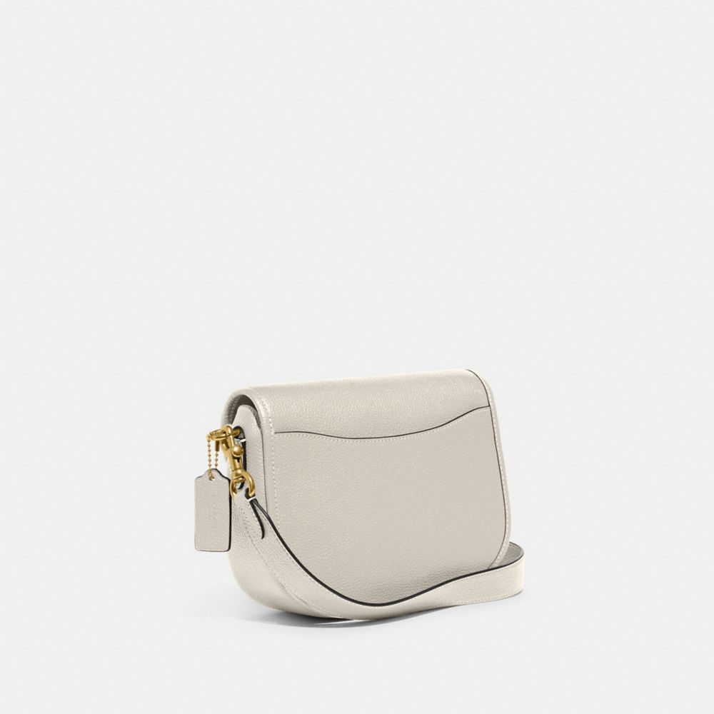 COACH®,WILLOW SADDLE BAG,Small,Brass/Chalk,Angle View