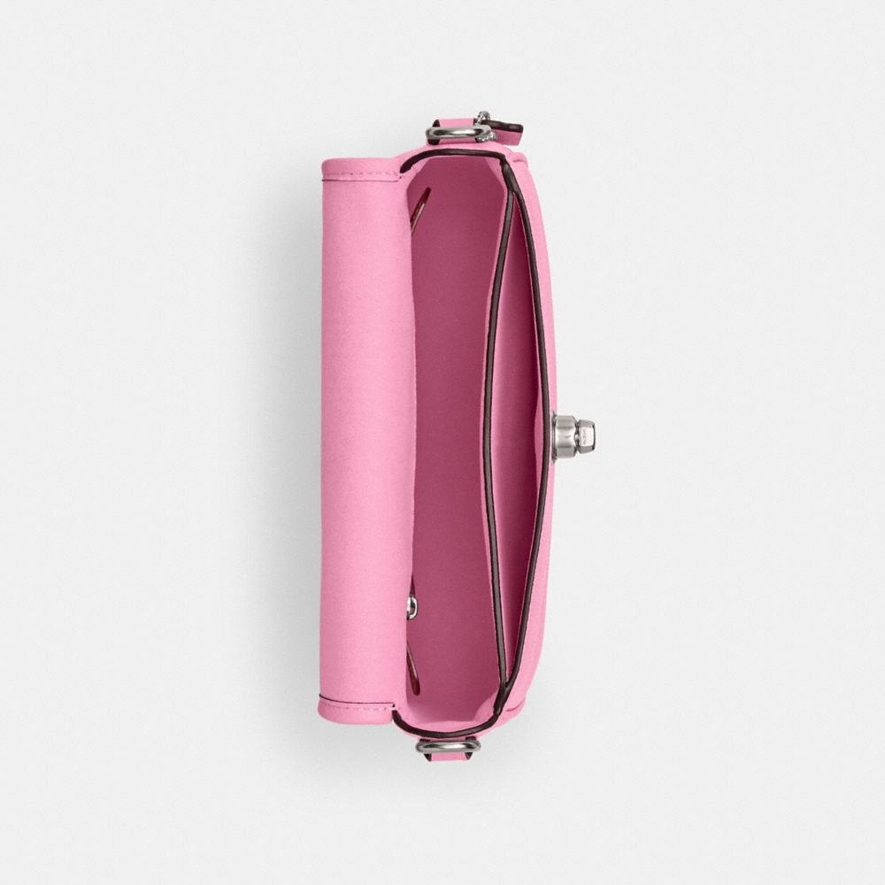 COACH®,Willow Saddle Bag,Leather,Saddle Bag,Stripe,Metal,Casual,Pink,Inside View,Top View