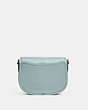COACH®,WILLOW SADDLE BAG,Polished Pebble Leather,Small,Pewter/Aqua,Back View