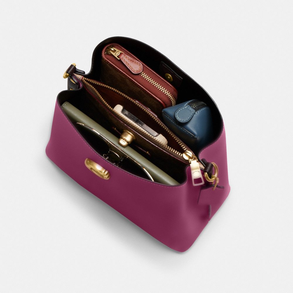 COACH®,Willow Bucket Bag In Colorblock With Signature Canvas Interior,,Inside View, Top View