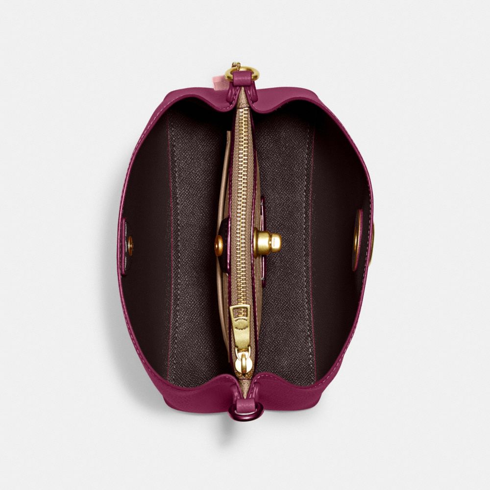 COACH®,Willow Bucket Bag In Colorblock With Signature Canvas Interior,,Inside View,Top View