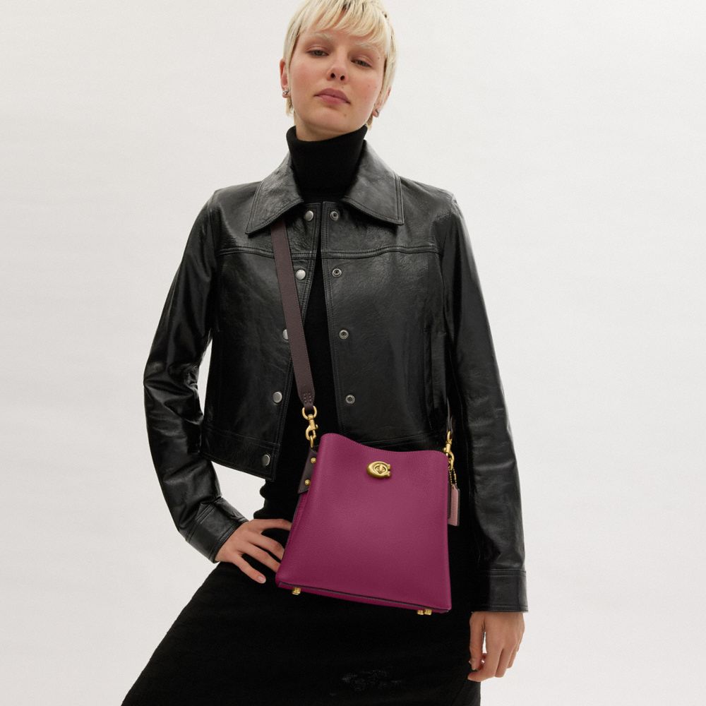 COACH®,Willow Bucket Bag In Colorblock With Signature Canvas Interior,,Detail View