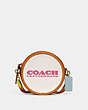 COACH®,KIA CIRCLE BAG IN COLORBLOCK,Natural Pebble Leather,Small,Brass/Chalk Multi,Front View