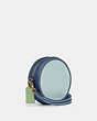 COACH®,KIA CIRCLE BAG IN COLORBLOCK,Natural Pebble Leather,Small,Brass/Aqua Multi,Angle View