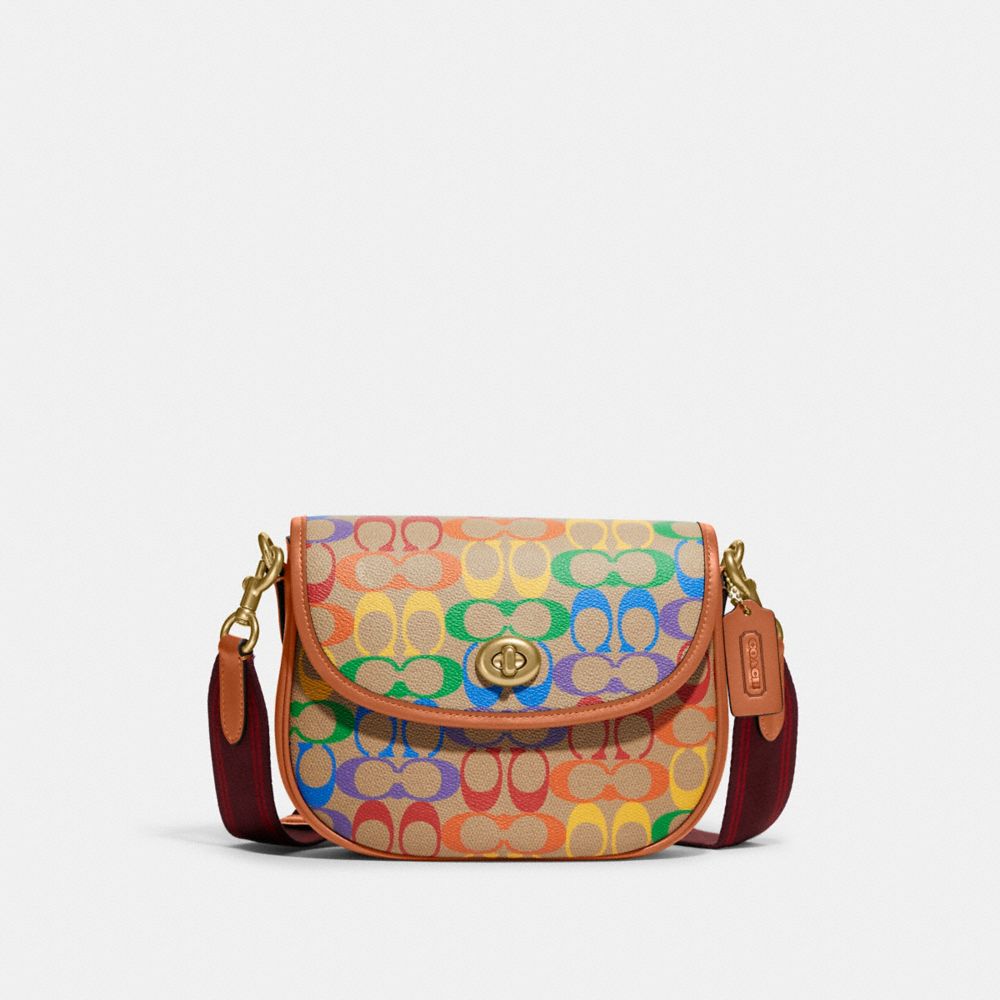 COACH®  Willow Saddle Bag In Rainbow Signature Canvas