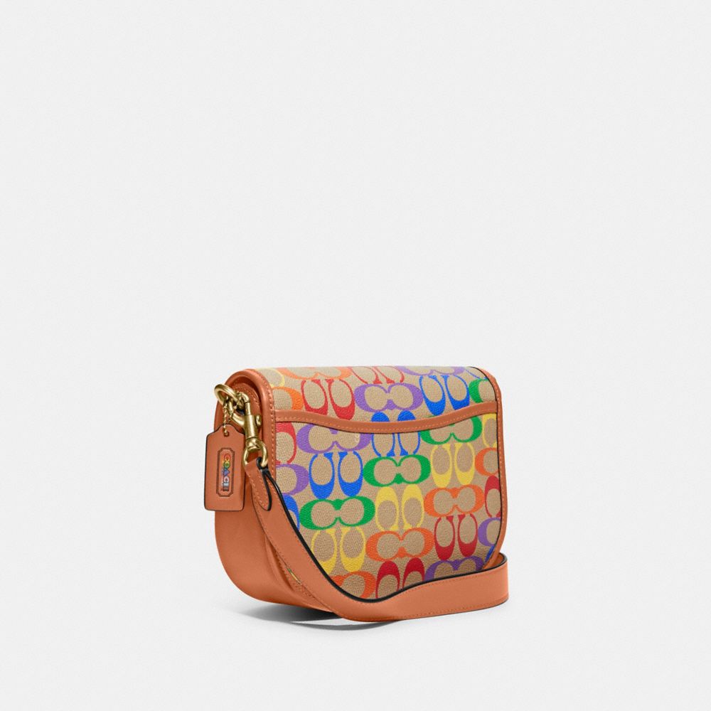 COACH® Outlet  Heart Coin Case In Rainbow Signature Canvas