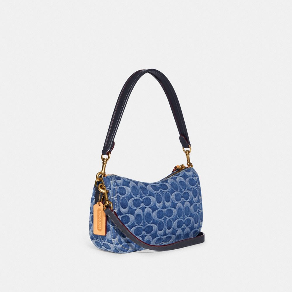 Hayden Monogram Washed Denim Crossbody Bag In B4indigo Midnig