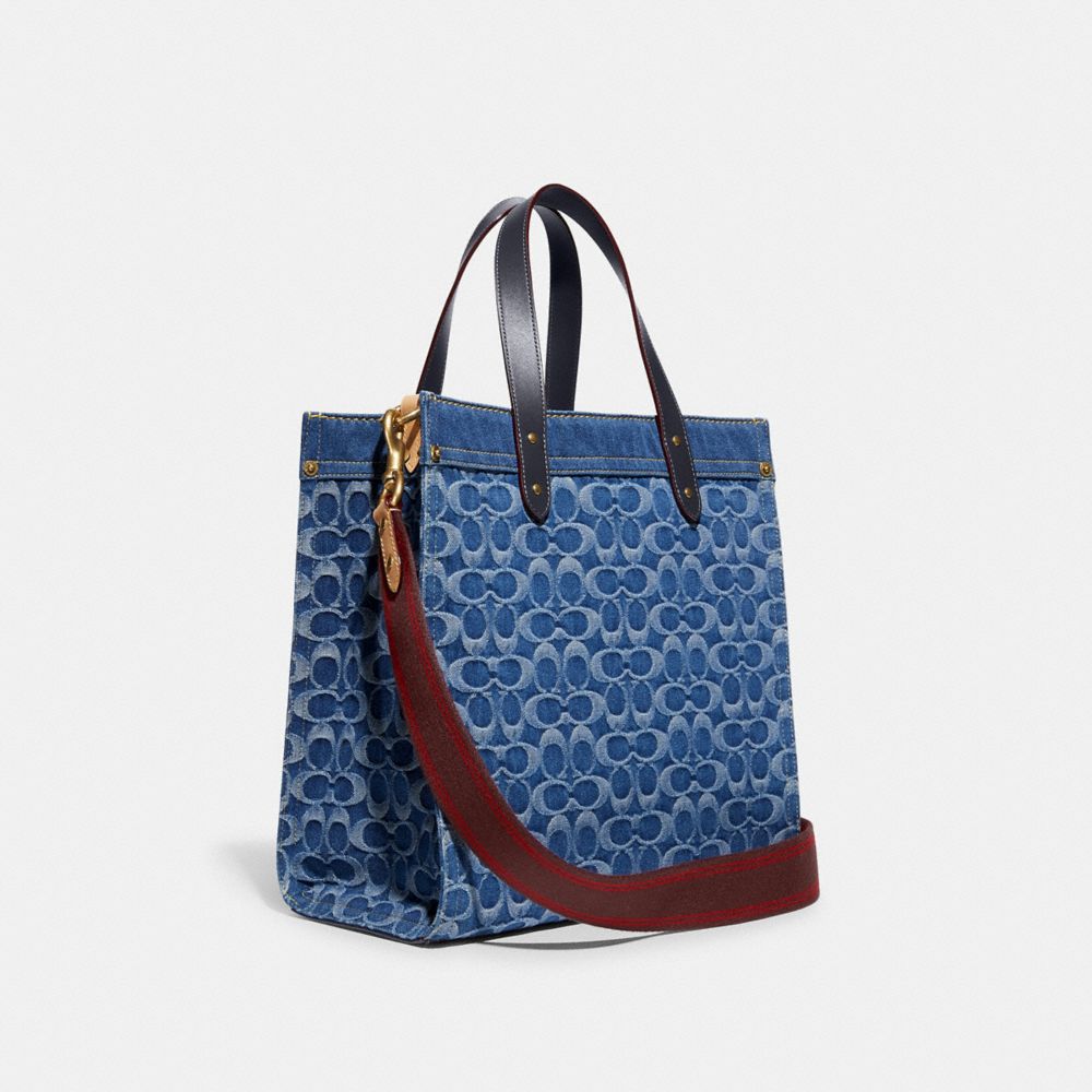 COACH Denim Tote C8292 Gold/Light Wash Denim Multi