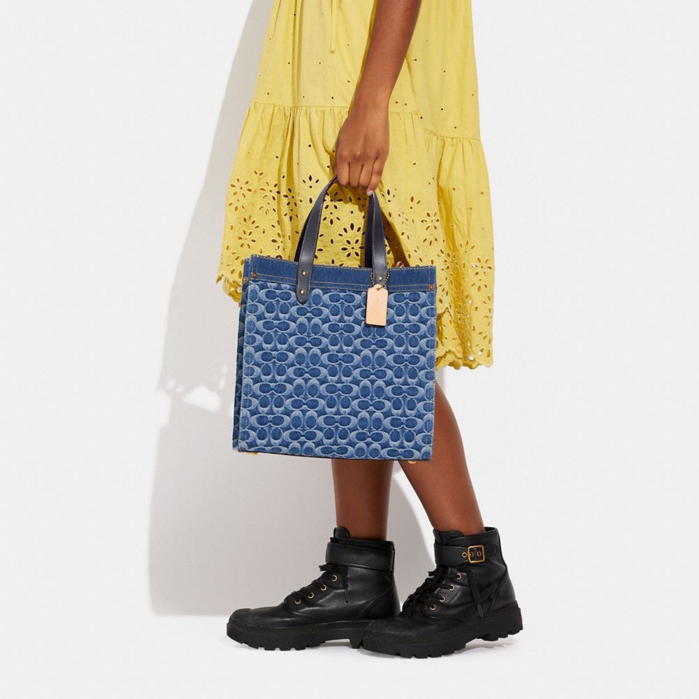 coach denim tote bag