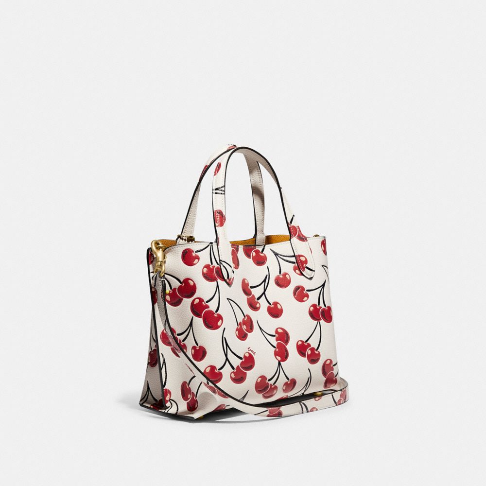 COACH®,Willow Tote Bag 24 With Cherry Print,,Angle View