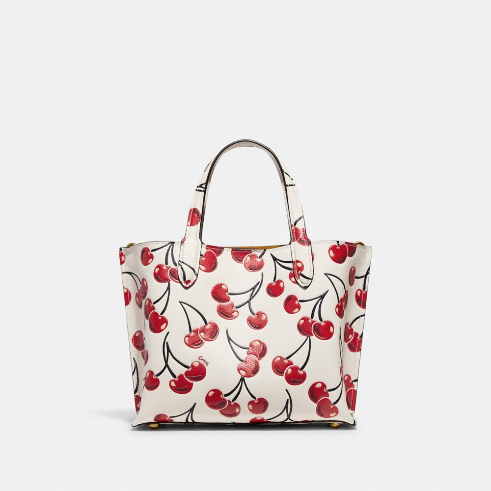 COACH®,Willow Tote Bag 24 With Cherry Print,,Back View