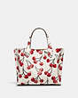 COACH®,WILLOW TOTE 24 WITH CHERRY PRINT,Pebble Leather,Medium,Brass/Chalk,Back View