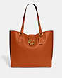COACH®,THEO TOTE,Smooth Leather,X-Large,Brass/Canyon,Front View