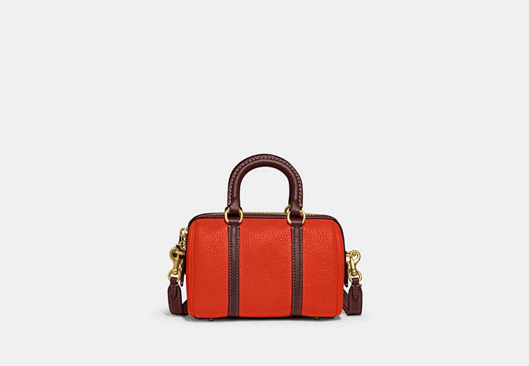 COACH®,RUBY SATCHEL 18 IN COLORBLOCK,Pebble Leather,Mini,Brass/Red Orange Multi,Front View