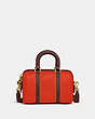 COACH®,RUBY SATCHEL 18 IN COLORBLOCK,Pebble Leather,Mini,Brass/Red Orange Multi,Front View