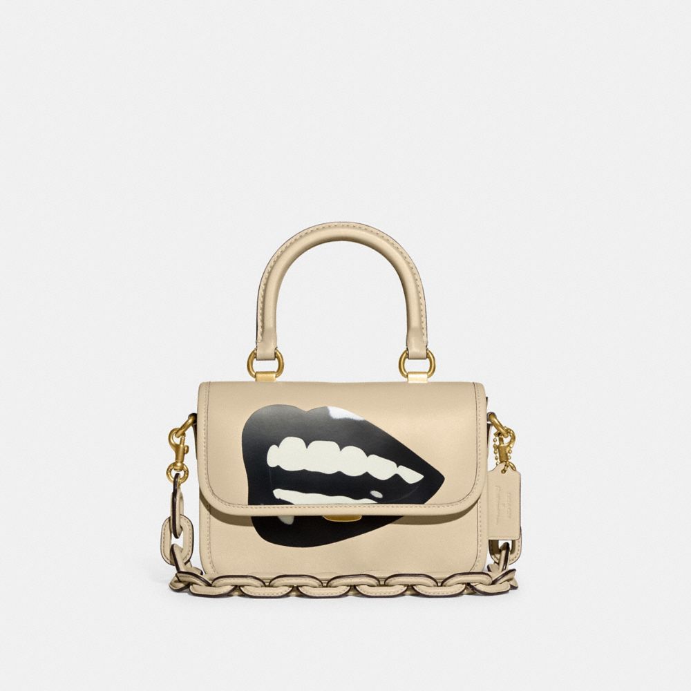 COACH®,COACH X TOM WESSELMANN ROGUE TOP HANDLE BAG,Glovetan Leather,Mini,Brass/Ivory,Front View