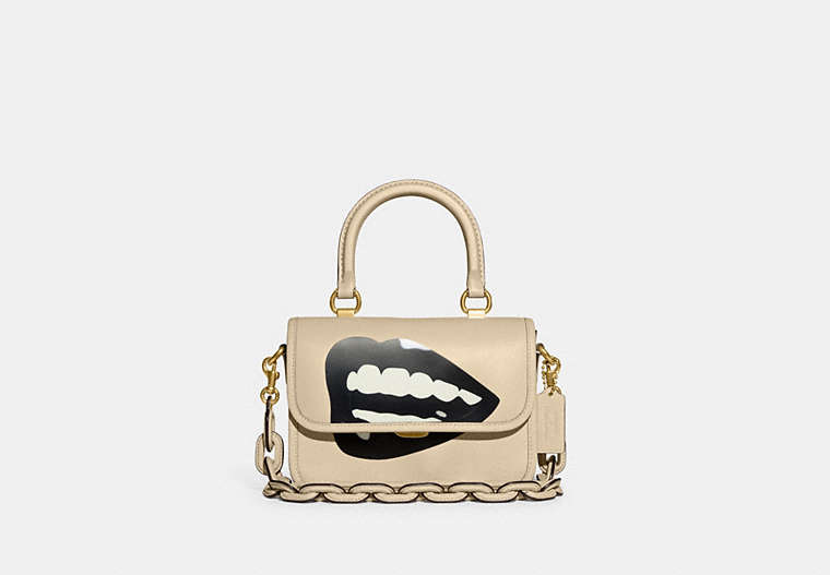 COACH®,COACH X TOM WESSELMANN ROGUE TOP HANDLE,Glovetanned Leather,Mini,Brass/Ivory,Front View