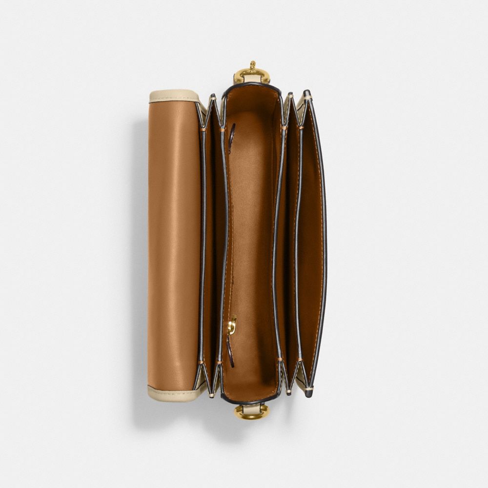 COACH®,COACH X TOM WESSELMANN ROGUE TOP HANDLE BAG,Glovetan Leather,Mini,Brass/Ivory,Inside View,Top View