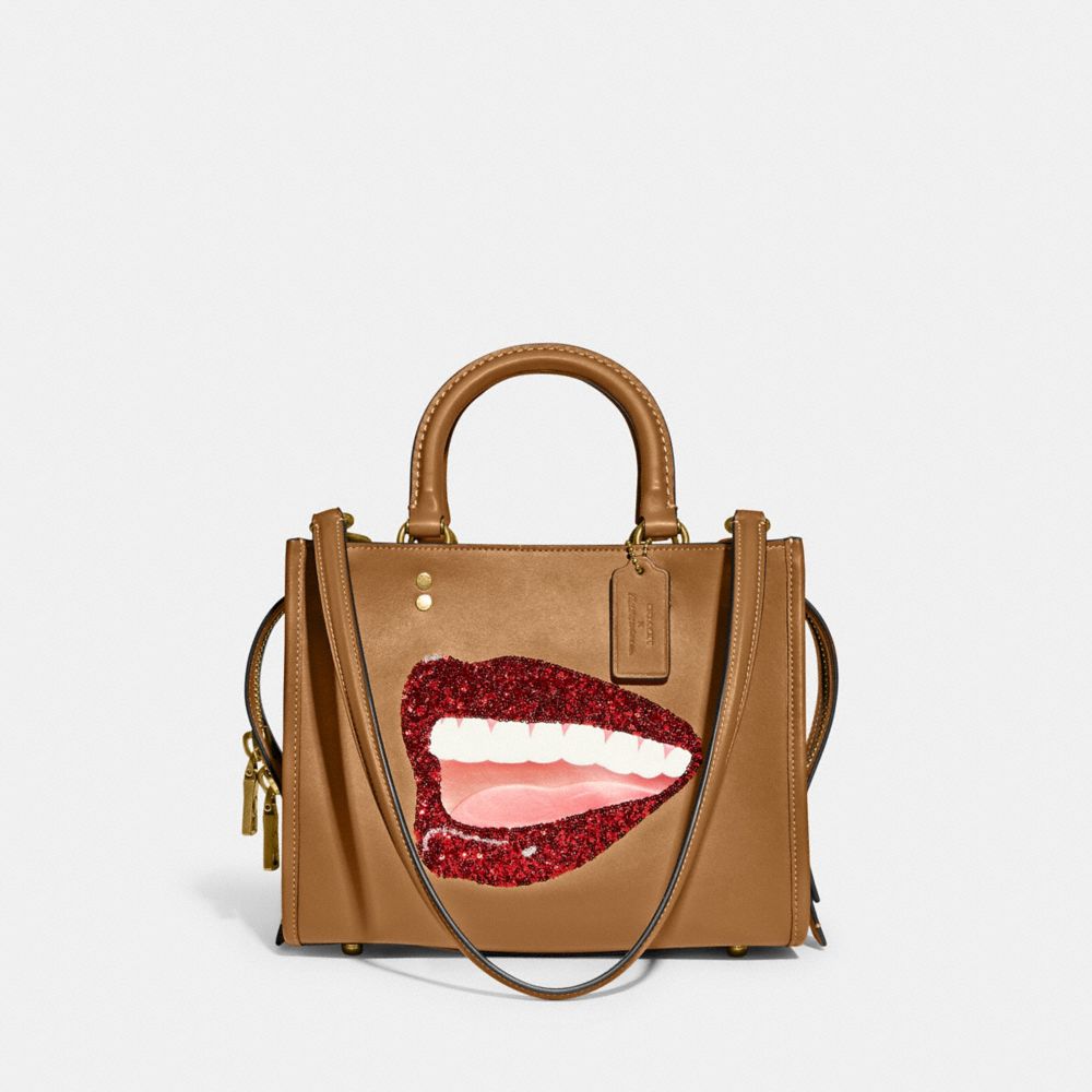 COACH®,COACH X TOM WESSELMANN ROGUE BAG 25,Glovetan Leather,Medium,Brass/Light Camel,Front View