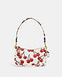 COACH®,SWINGER BAG 20 WITH CHERRY PRINT,Glovetanned Leather,Small,Brass/Chalk,Front View
