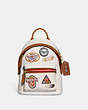 COACH®,CHARTER BACKPACK 18 WITH PATCHES,Pebble Leather,Small,Brass/Chalk Multi,Front View