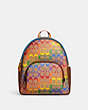 COACH®,COURT BACKPACK IN RAINBOW SIGNATURE CANVAS,canvas,Large,Gold/Khaki Multi,Front View