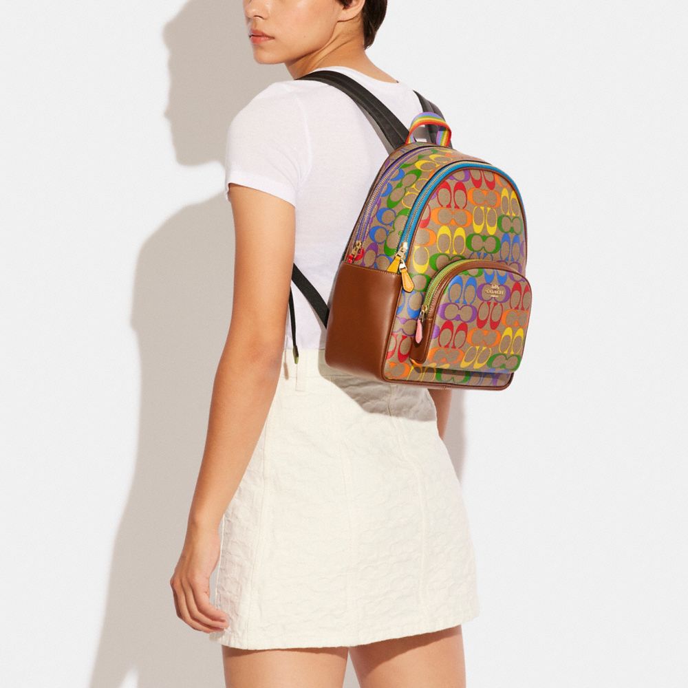 COACH®  Mini Court Backpack In Rainbow Signature Canvas