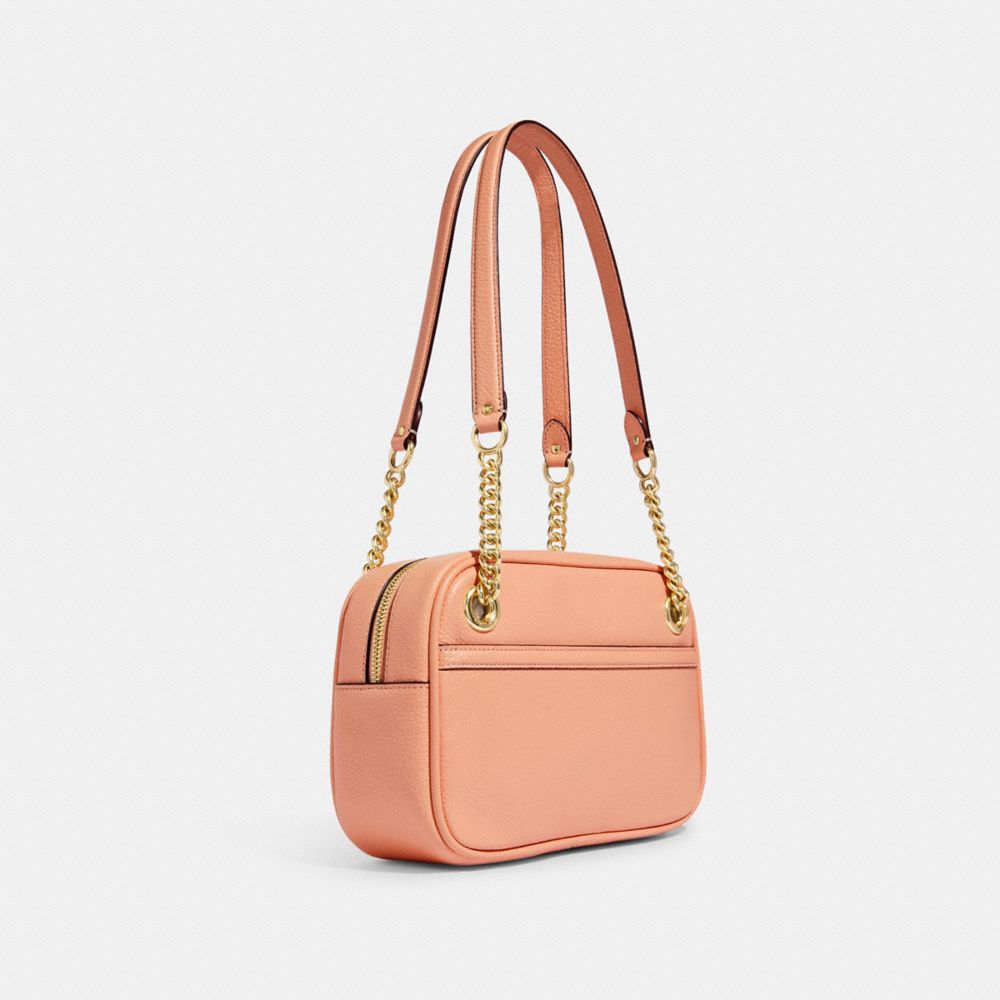 COACH®,Cammie Chain Shoulder Bag With Floral Whipstitch,,Angle View