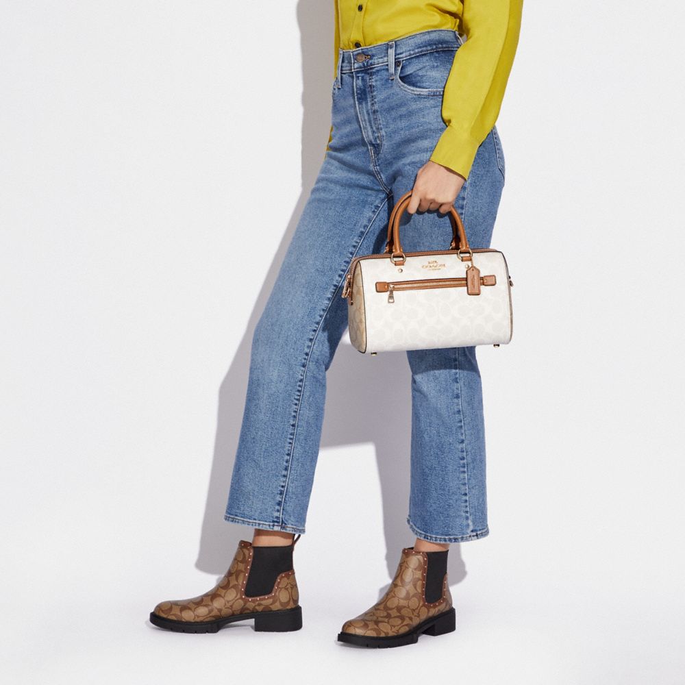  COACH Rowan Satchel In Signature Canvas, Illusion Glacier White  Multi : Clothing, Shoes & Jewelry