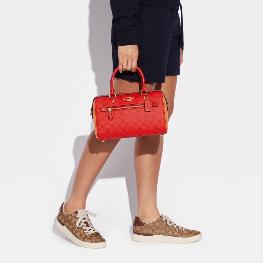 Rowan Satchel Bag In Blocked Signature Canvas
