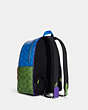 COACH®,COURT BACKPACK IN BLOCKED SIGNATURE CANVAS,Large,Silver/Sport Purple Multi,Angle View
