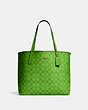 COACH®,CITY TOTE IN BLOCKED SIGNATURE CANVAS,X-Large,Im/Neon Green,Front View