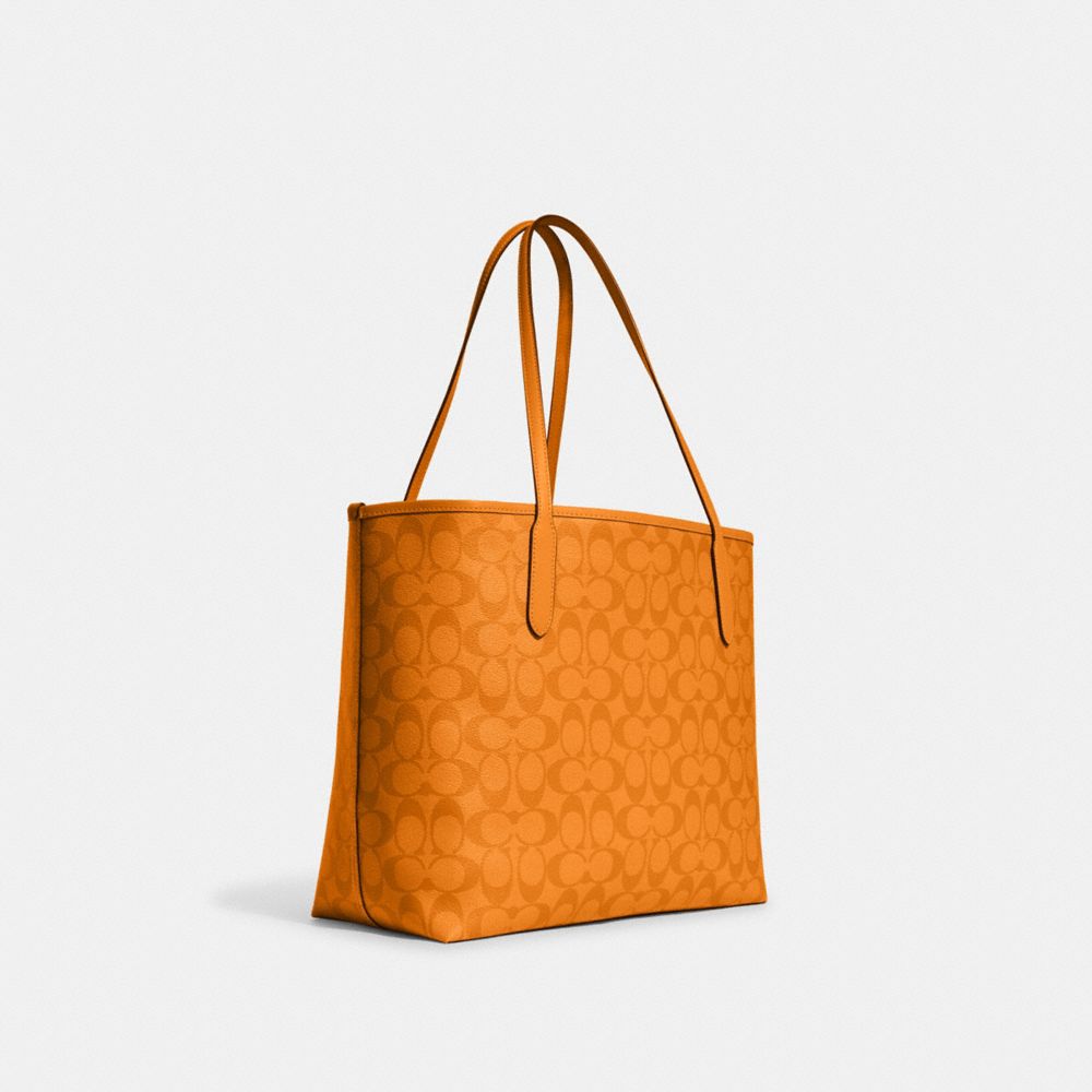 COACH®,City Tote Bag In Blocked Signature Canvas,,Angle View