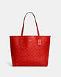 COACH®,CITY TOTE BAG IN BLOCKED SIGNATURE CANVAS,X-Large,Im/Miami Red,Front View