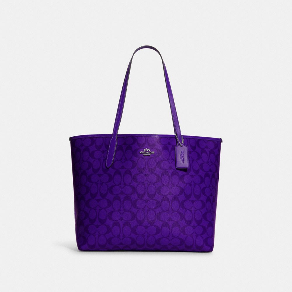 Coach tote purple sale