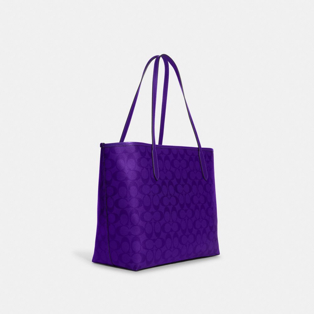 COACH®,City Tote Bag In Blocked Signature Canvas,,Angle View