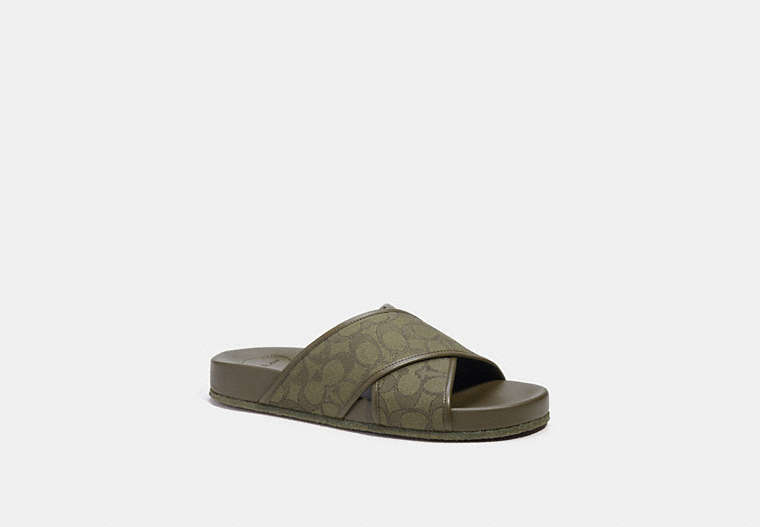 COACH®,CROSSOVER SANDAL,Utility Green,Front View