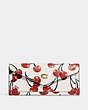 COACH®,WYN SOFT WALLET WITH CHERRY PRINT,Pebble Leather,Mini,Brass/Chalk,Front View