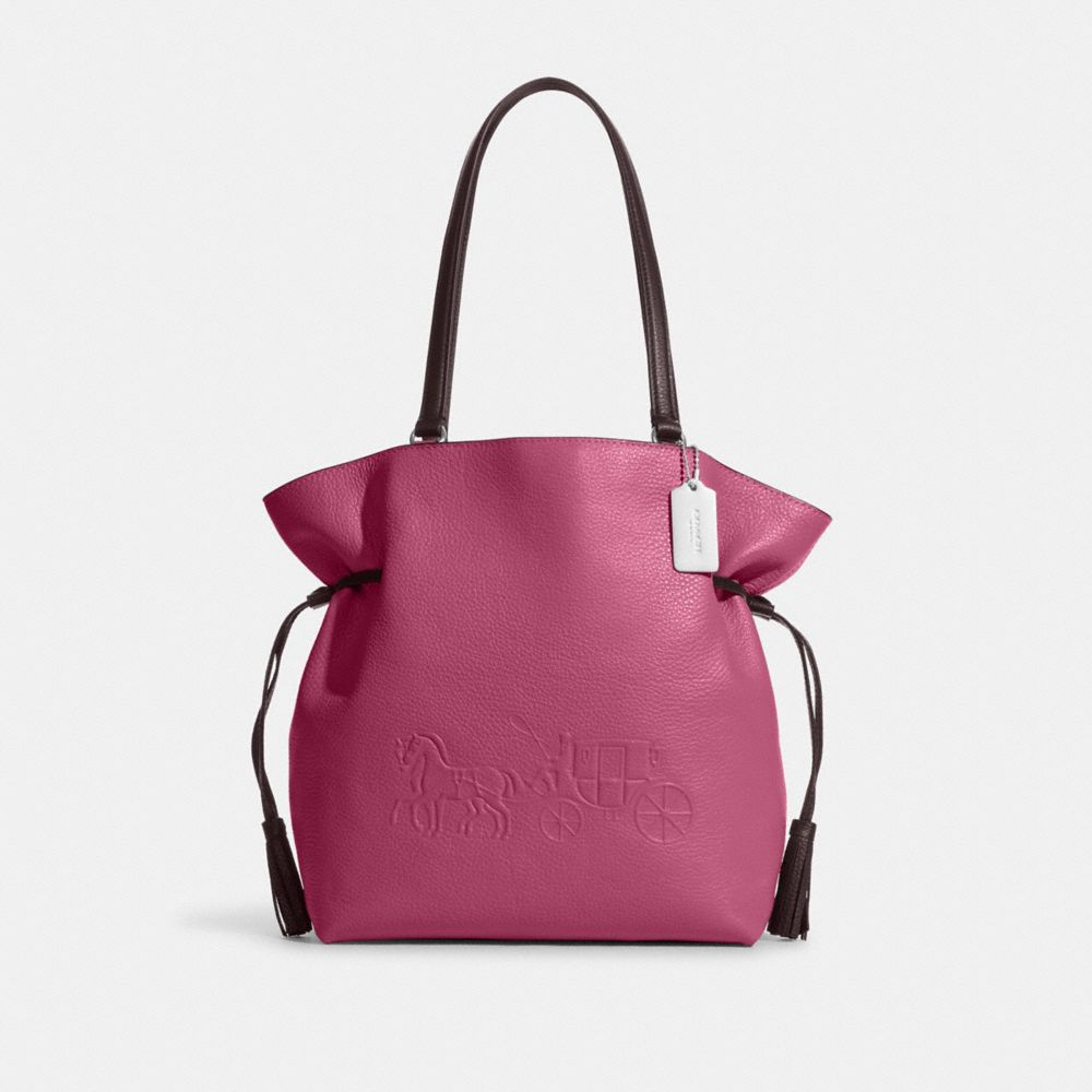Coach Heritage Cream & Pink Stripe Satchel Handbag