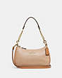 COACH®,TERI SHOULDER BAG IN COLORBLOCK,Refined Pebble Leather,Medium,Gold/Taupe Multi,Front View