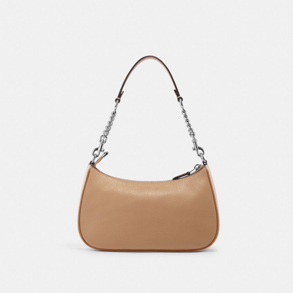 COACH®,TERI SHOULDER BAG IN COLORBLOCK,Novelty Leather,Silver/Sandy Beige Multi,Back View