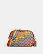 COACH®,JAMIE CAMERA BAG IN RAINBOW SIGNATURE CANVAS,pvc,Medium,Gold/Khaki Multi,Front View
