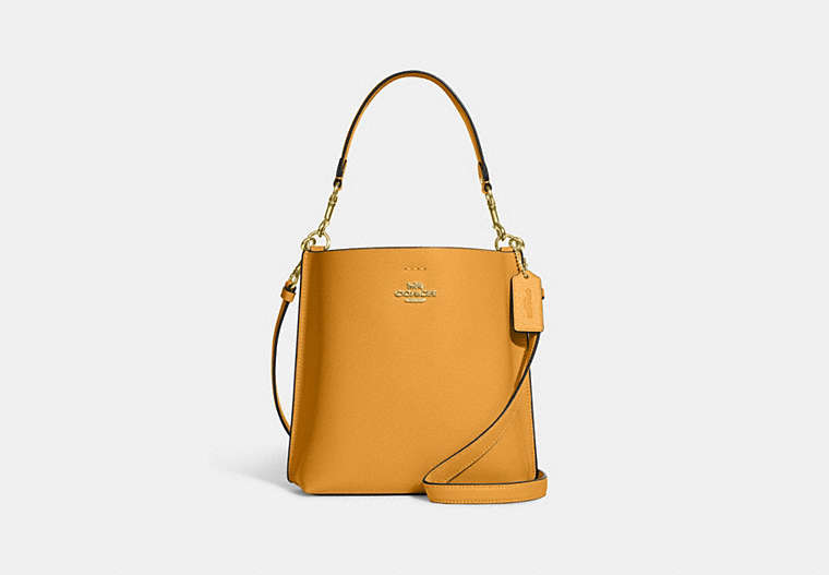 COACH®,SAC SEAU MOLLIE 22,Cuir,Or/Jaune moutarde,Front View