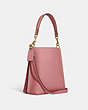 COACH®,MOLLIE BUCKET BAG 22,Leather,Medium,Anniversary,Gold/Pink,Angle View