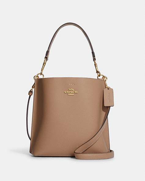 COACH®,SAC SEAU MOLLIE 22,PITONE LUCIDO,Or/Taupe,Front View
