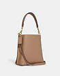 COACH®,MOLLIE BUCKET BAG 22,Leather,Medium,Anniversary,Gold/Taupe,Angle View